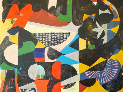 The Night's Young | Oil And Acrylic Painting in Paintings by Paula Saslow, Copper Rose Art. Item made of wood works with contemporary & modern style