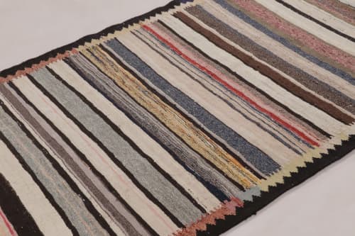 Vintage Persian Kilim with Vibrant, Saturated Stripes - Rug | Area Rug in Rugs by Rug and Kilim