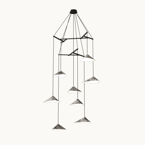 Emily V8 Pendant Light Oxid | Chandeliers by MOSS Objects. Item made of oak wood with steel works with contemporary & modern style