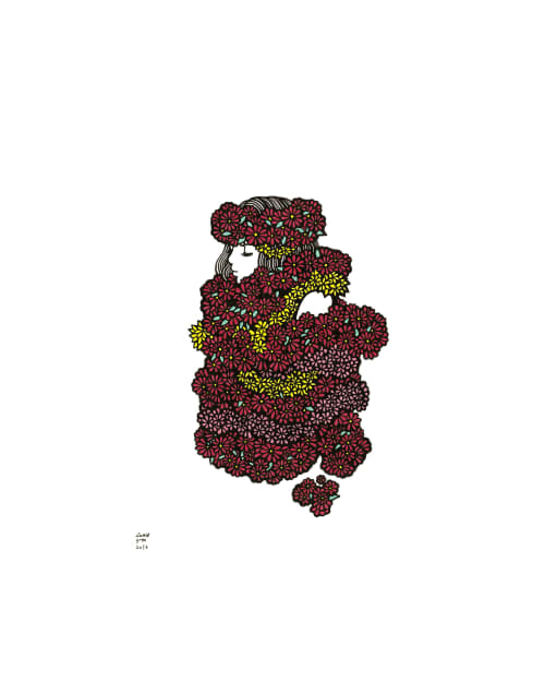 ARTWORK - LEI 11" by 14" Pen on Paper | Drawings by Kris Goto. Item composed of paper
