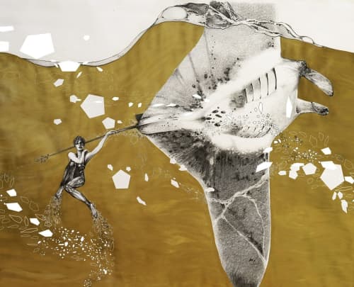Manta Ray | Oil And Acrylic Painting in Paintings by Russ Snedker. Item made of canvas