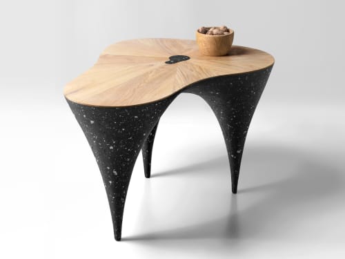 Black Stone & Oak Poise Coffee Table - Still Series | Tables by Donatas Žukauskas. Item made of oak wood with concrete works with minimalism & contemporary style