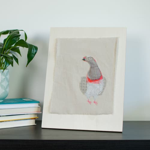 Pigeon 01.09 | Tapestry in Wall Hangings by Tracey Cameron Creative. Item made of wood with fabric