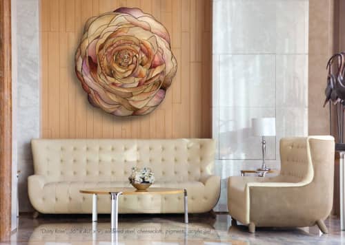 Dusty Rose | Wall Sculpture in Wall Hangings by Jill King Studio. Item made of fabric with steel