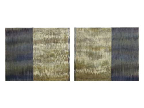 Eclipse (Diptych) | Mixed Media in Paintings by Jessie Bloom Studio. Item composed of linen compatible with mid century modern and contemporary style