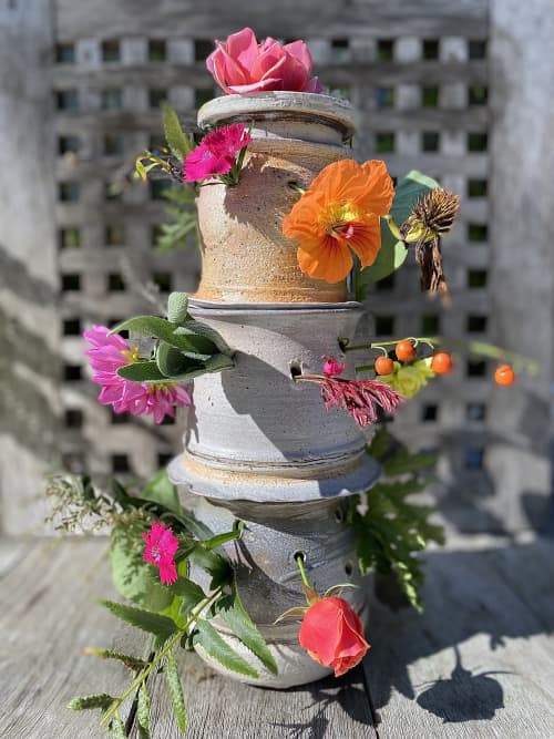 Flower Tower | Sculptures by Paysoneight Design by Dawn Palmer. Item composed of ceramic compatible with minimalism and mid century modern style