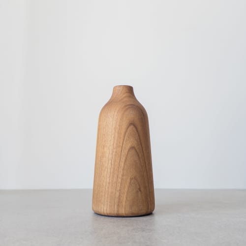 LINE Walnut Massive Wooden Vase - s | Vases & Vessels by Foia. Item composed of walnut in boho or contemporary style