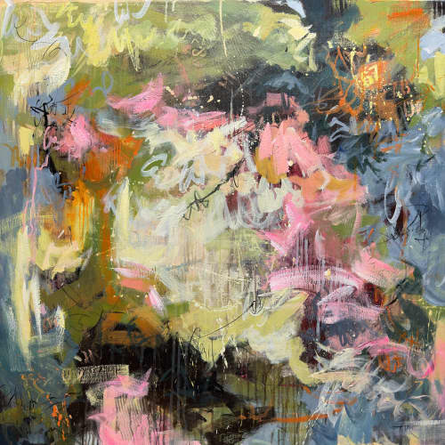 Echoes of Green | Oil And Acrylic Painting in Paintings by Anastasiia Krykun. Item made of wood with canvas works with modern style