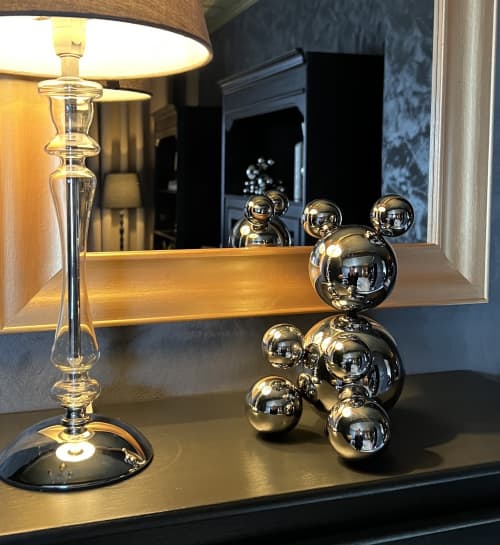 Small Stainless Steel Bear 'Grace' | Sculptures by IRENA TONE. Item made of steel compatible with minimalism and art deco style