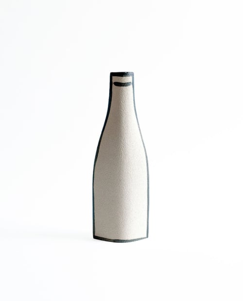 Ceramic Vase ‘Morandi Bouteille - Black’ | Vases & Vessels by INI CERAMIQUE. Item made of ceramic compatible with minimalism and contemporary style
