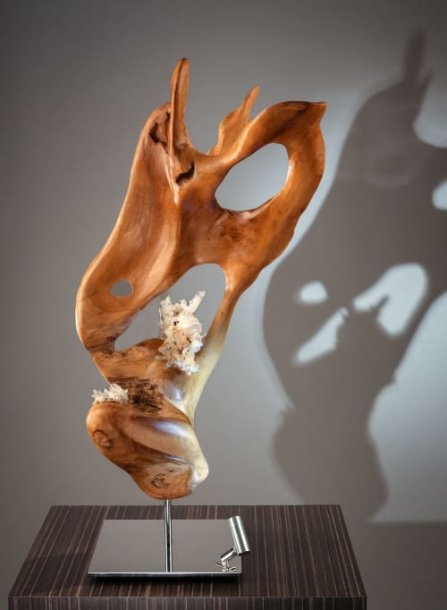 Spiritual Dance | Sculptures by Dorit Schwartz. Item composed of wood and steel in boho or mid century modern style