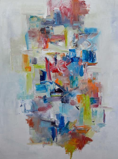 Intertwined Oil Contemporary Abstract | Oil And Acrylic Painting in Paintings by Strokes by Red - Red (Linda Harrison). Item made of canvas