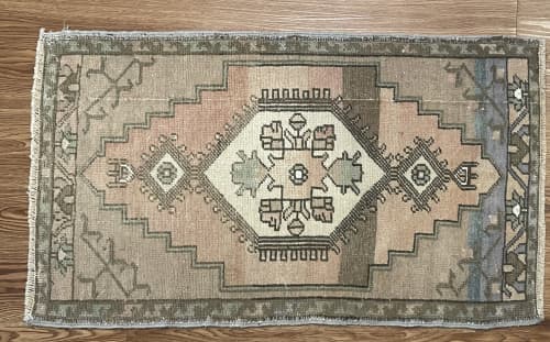 Hand-woven Turkish Rug Doormat| 1.9 x 2.11 | Small Rug in Rugs by Wool and Rug. Item made of wool works with boho & contemporary style