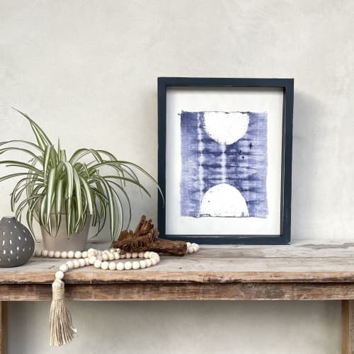 Indigo Stars Mixed Media | Mixed Media by Ooh La Lūm. Item made of canvas