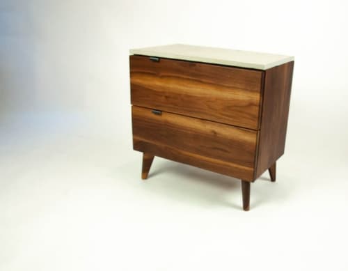 Marissa | Nightstand in Storage by Curly Woods. Item composed of oak wood and concrete in contemporary or modern style