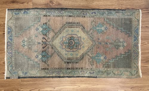 Hand-woven Turkish Rug Doormat| 1.7 x 2.11 | Small Rug in Rugs by Wool and Rug. Item made of wool works with boho & contemporary style
