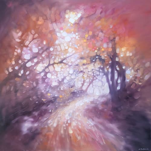 Hope Springs Eternal, an autumn path painting | Oil And Acrylic Painting in Paintings by Gill Bustamante. Item composed of canvas in minimalism or contemporary style