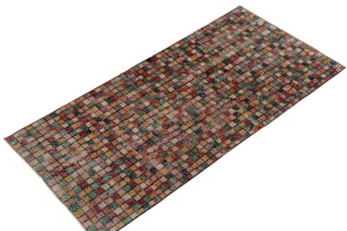 1960s Vintage Art Deco Runner in Multicolor Geometric | Area Rug in Rugs by Rug and Kilim
