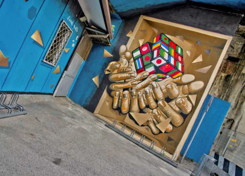 The world in the box | Street Murals by Chill. Item composed of synthetic