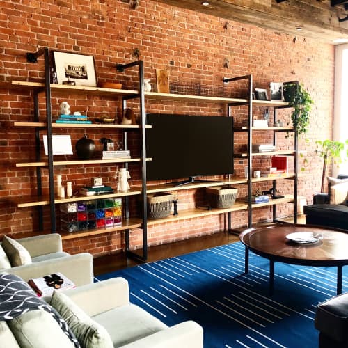 Urban Media Stand Shelving or Bookcase | Storage by Urban Wood Goods. Item made of wood with steel