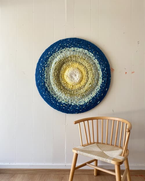 Siga Siga Circular Woven Painting | Tapestry in Wall Hangings by Emily Nicolaides. Item made of canvas with fiber