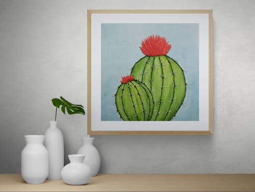 Red Bloom | Mixed Media by Laila Vazquez. Item composed of paper & fiber compatible with boho and minimalism style