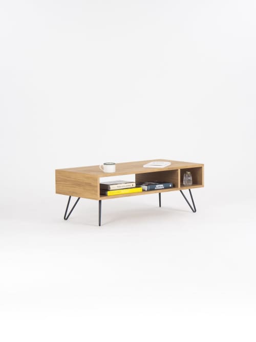 Modern coffee table, media console, entertainment center | Tables by Mo Woodwork. Item composed of wood & steel
