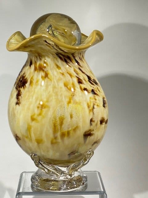 "Wood" ~ Blown Glass Urn | Vases & Vessels by White Elk's Visions in Glass - Glass Artisan, Marty White Elk Holmes & COO, Jo Pierce