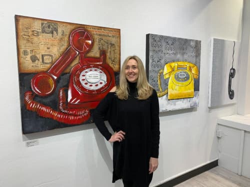 Jenny What's Your Number | Mixed Media by Laura Van Horne Art | Gray Sky Gallery in Seattle. Item composed of canvas and synthetic