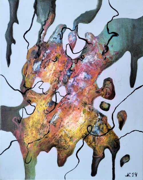 Blue world | Oil And Acrylic Painting in Paintings by Olena K. Item made of canvas works with contemporary style