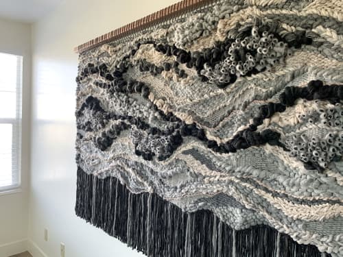 Custom Woven Textile Art "Exploration of Nuance" | Macrame Wall Hanging in Wall Hangings by Rebecca Whitaker Art. Item made of walnut with cotton