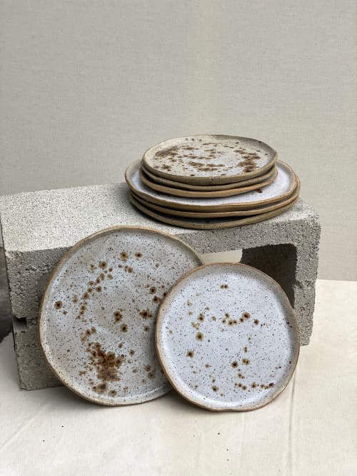 8 pc Plate Set  (4 med, 4 small) | Dinnerware by by Danielle Hutchens. Item composed of ceramic