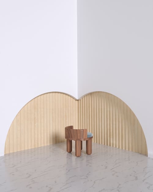 SOLID WALNUT WITH VELVET SEAT LOUNGE CHAIR NAMI | Chairs by HACHI COLLECTIONS. Item made of walnut & cotton