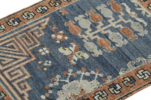 Rug & Kilim’s Khotan inspired rug in Brown & Blue Geometric | Area Rug in Rugs by Rug and Kilim. Item composed of wool