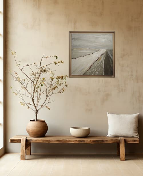 echappée lointaine | Oil And Acrylic Painting in Paintings by Sophie DUMONT.. Item made of canvas works with minimalism & contemporary style