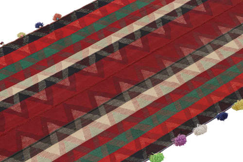 Vintage Persian Kilim in Red with Plaid Multicolor Stripes | Area Rug in Rugs by Rug and Kilim