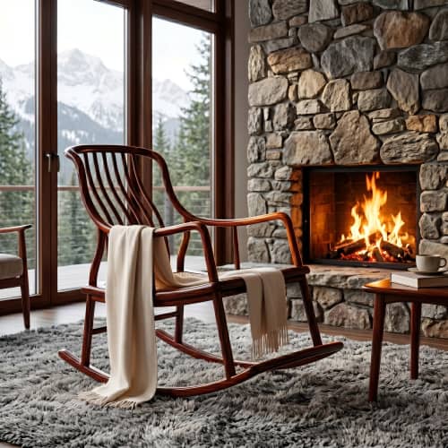 Legacy Imperial Zen Rocking Chair: Minimalist Ming Series II | Armchair in Chairs by Dynasty Artisan. Item composed of wood in minimalism or contemporary style