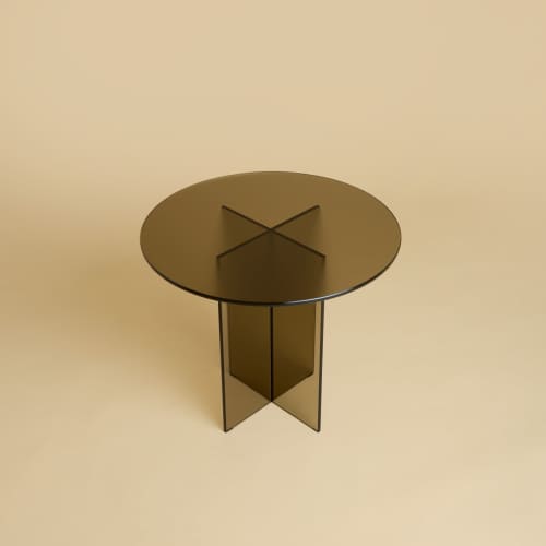 Bronzed Glass Side Table - AMAMI by Lebanto | Tables by Lebanto. Item made of glass works with minimalism & contemporary style