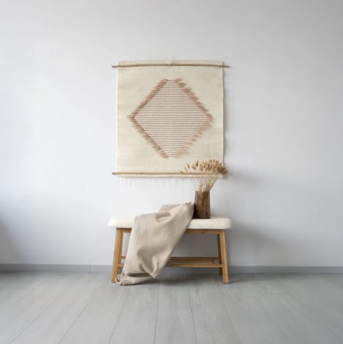 Rombo S - Laine Wool Knitting | Tapestry in Wall Hangings by Lale Studio & Shop. Item made of bamboo with fabric works with boho & minimalism style