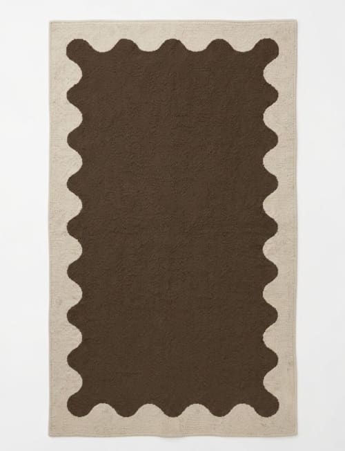 Handwoven Woolen Brown Runner Rug | Rugs by Evergreen C. Item composed of wool in boho or minimalism style