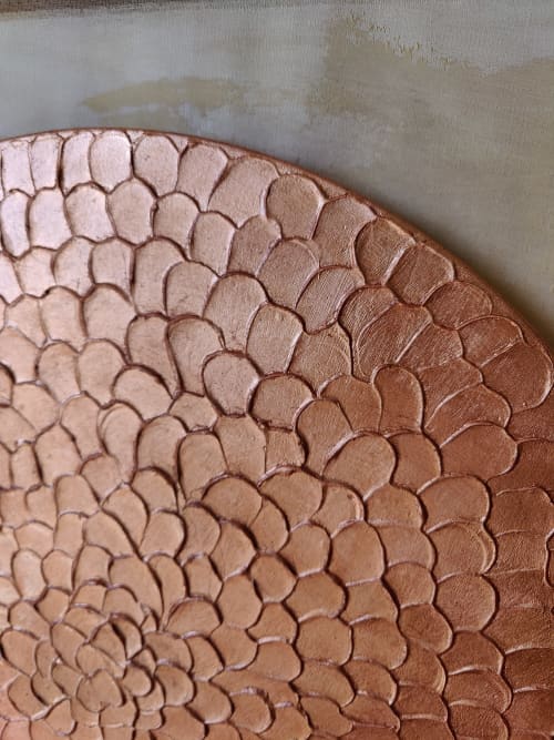 Copper Round Wall Art | Oil And Acrylic Painting in Paintings by Berezart. Item made of canvas works with minimalism & contemporary style