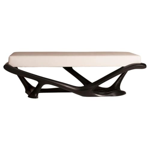 Amorph Nala Sculptural Bench in Solid Woof Ebony Finish | Benches & Ottomans by Amorph. Item composed of wood & fabric