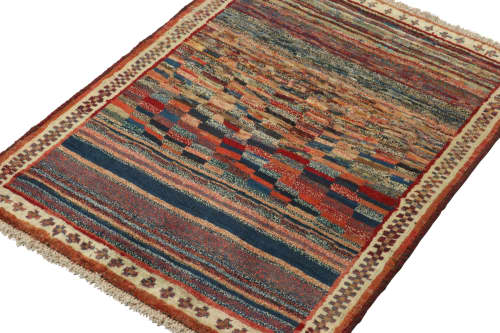 Vintage Gabbeh Tribal Rug in Polychromatic Abstract Pattern | Area Rug in Rugs by Rug and Kilim