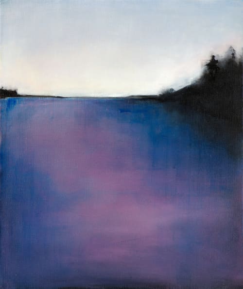 Landscape: Violet | Oil And Acrylic Painting in Paintings by Lee Cline. Item made of linen