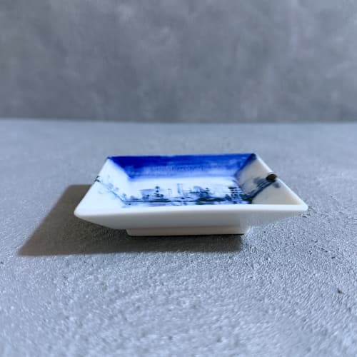 Small Square Plate | blue-and-white Dish | In Between | Ceramic Plates by Hideyo. Item composed of ceramic in contemporary or japandi style