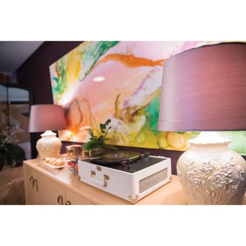 plastic fantastic | Mixed Media by Amanda M Moody. Item composed of wood and synthetic in mid century modern or contemporary style