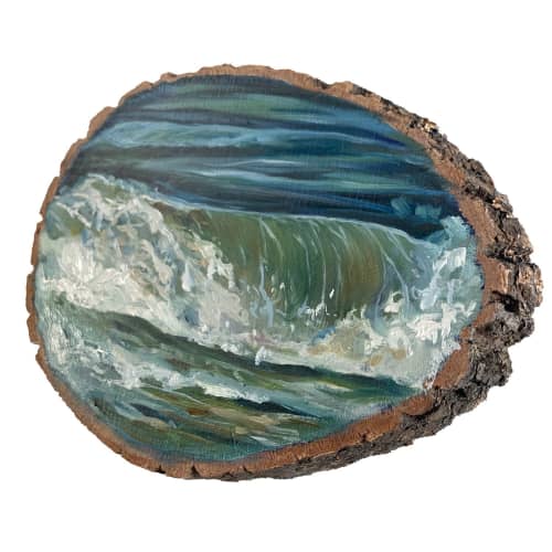 Ocean #38 | Oil And Acrylic Painting in Paintings by Lindsey Millikan. Item composed of wood & synthetic compatible with contemporary and coastal style
