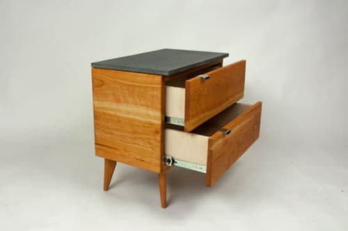 Marissa Blossom | Nightstand in Storage by Curly Woods. Item made of oak wood with concrete works with mid century modern & scandinavian style