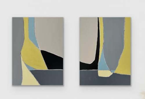 Little Things Diptych | Oil And Acrylic Painting in Paintings by Kim Painter Art. Item made of canvas works with minimalism & contemporary style