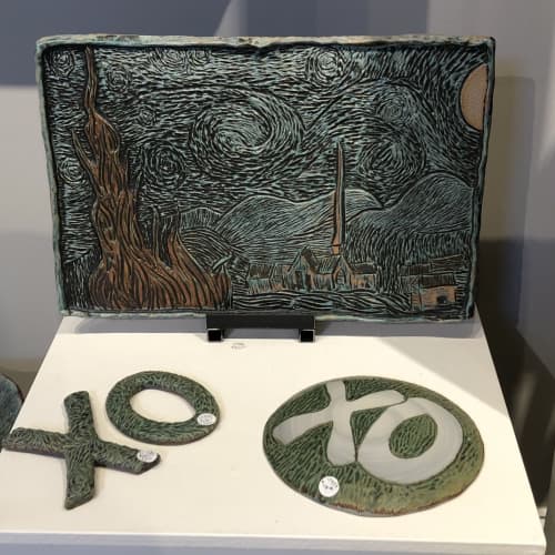 Vincent Series Platter and Wall pieces | Decorative Tray in Decorative Objects by Crazy Green Studios. Item composed of stoneware
